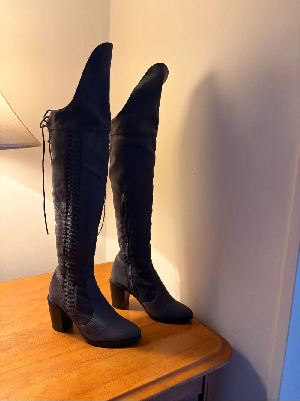 Women's Over-the-Knee Heeled Boots - Black